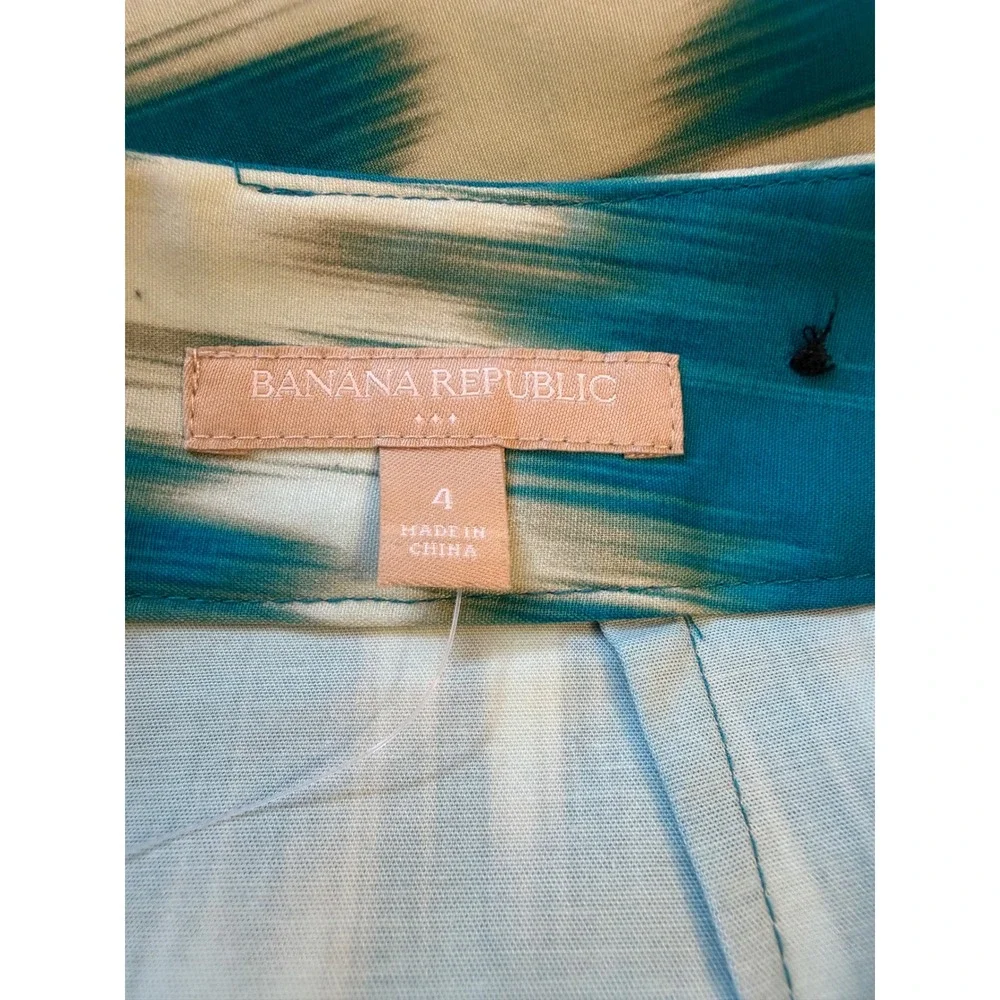 Banana‎ Republic Blue White Ikat Print Pencil Skirt Cotton Stretch Size 4